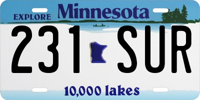 MN license plate 231SUR