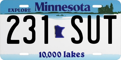 MN license plate 231SUT