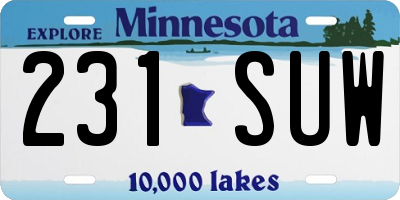 MN license plate 231SUW