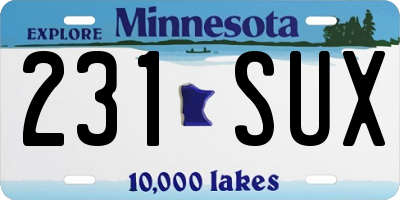 MN license plate 231SUX