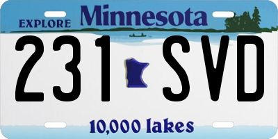 MN license plate 231SVD