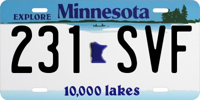 MN license plate 231SVF