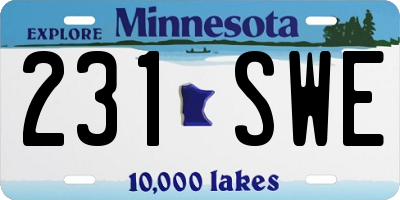 MN license plate 231SWE