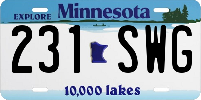 MN license plate 231SWG