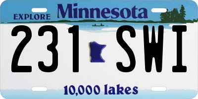 MN license plate 231SWI