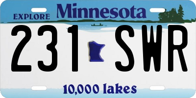 MN license plate 231SWR