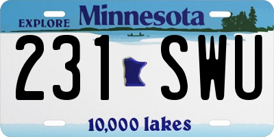MN license plate 231SWU