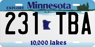 MN license plate 231TBA