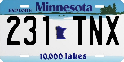 MN license plate 231TNX
