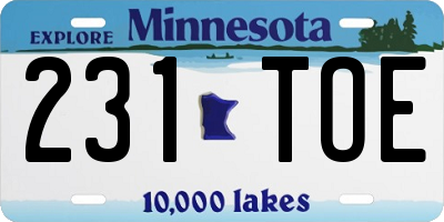 MN license plate 231TOE