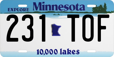 MN license plate 231TOF