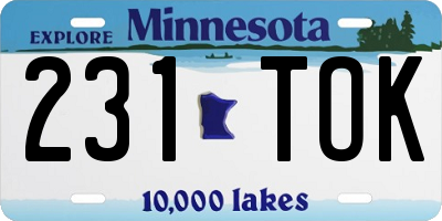 MN license plate 231TOK