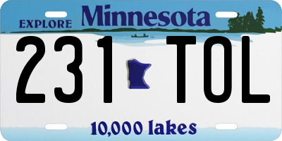 MN license plate 231TOL