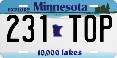 MN license plate 231TOP