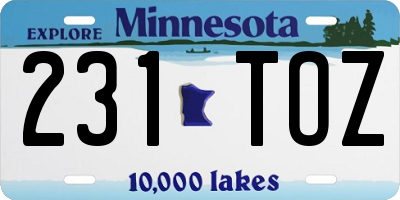 MN license plate 231TOZ