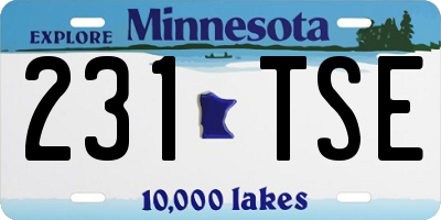 MN license plate 231TSE