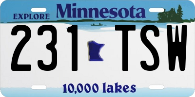 MN license plate 231TSW