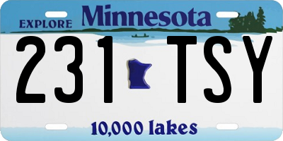 MN license plate 231TSY