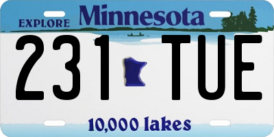 MN license plate 231TUE