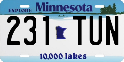 MN license plate 231TUN