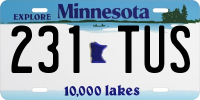 MN license plate 231TUS