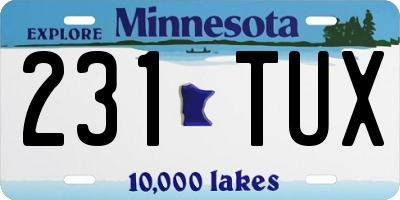 MN license plate 231TUX