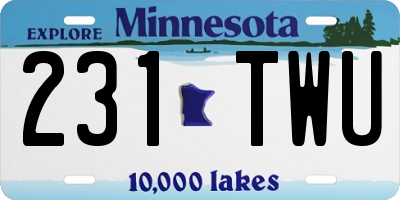 MN license plate 231TWU