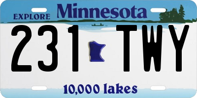 MN license plate 231TWY