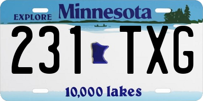 MN license plate 231TXG