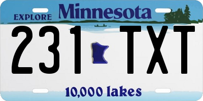 MN license plate 231TXT