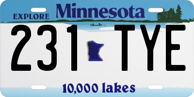 MN license plate 231TYE
