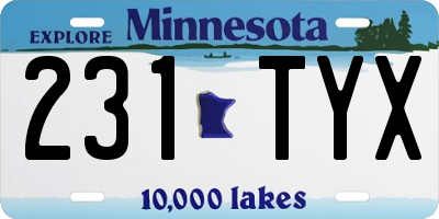MN license plate 231TYX