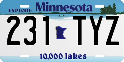 MN license plate 231TYZ
