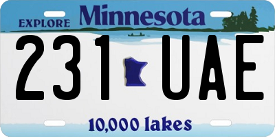MN license plate 231UAE