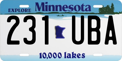 MN license plate 231UBA