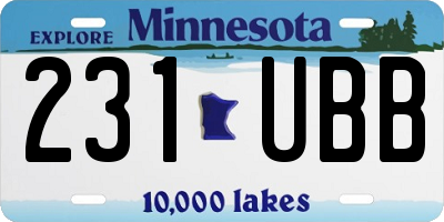 MN license plate 231UBB