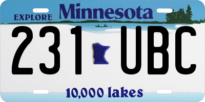 MN license plate 231UBC