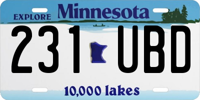 MN license plate 231UBD