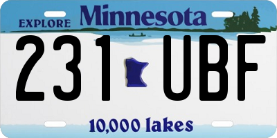 MN license plate 231UBF