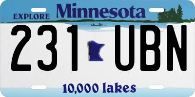 MN license plate 231UBN