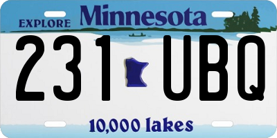 MN license plate 231UBQ