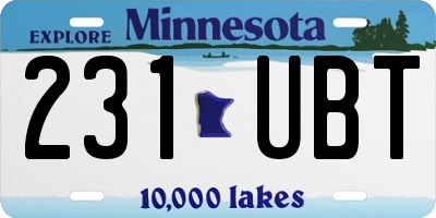 MN license plate 231UBT