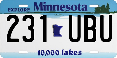 MN license plate 231UBU