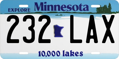 MN license plate 232LAX