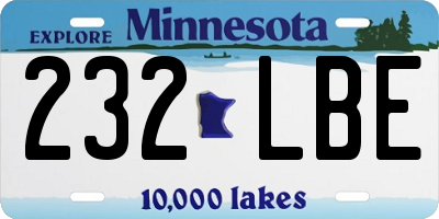 MN license plate 232LBE