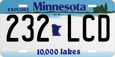 MN license plate 232LCD