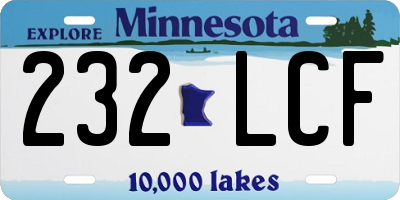 MN license plate 232LCF