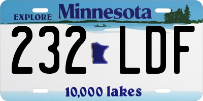 MN license plate 232LDF