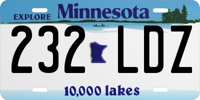 MN license plate 232LDZ