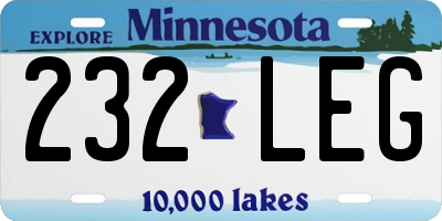 MN license plate 232LEG